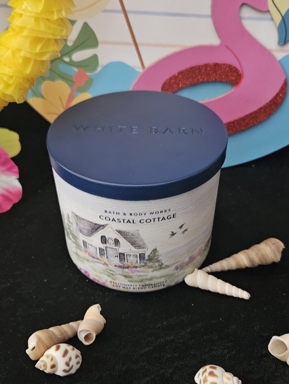 NWT Bath & Body Works Coastal Cottage 3-wick Candle - Blue, White - Picture 3 of 5